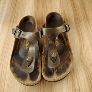 Birkenstock Gizeh copper gold  leather sandals Size 37 US 6-6.5